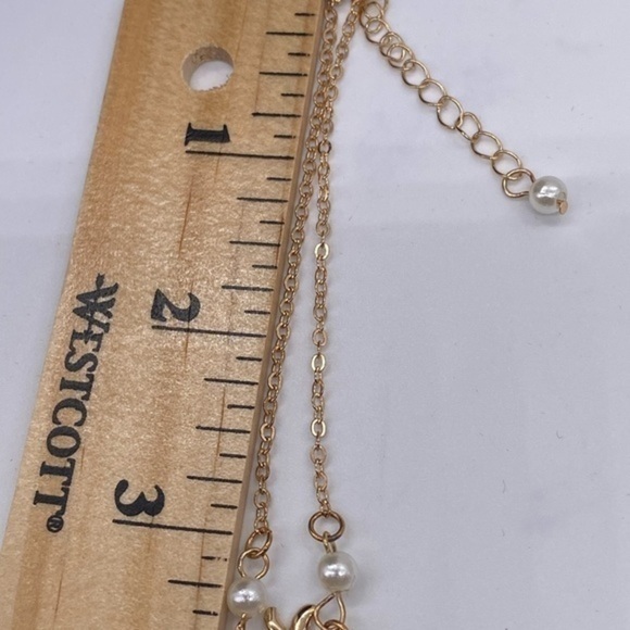 Starfish Tassel Gold Tone Bracelet With Faux Pearl Accents Adjustable Chain - Picture 6 of 6